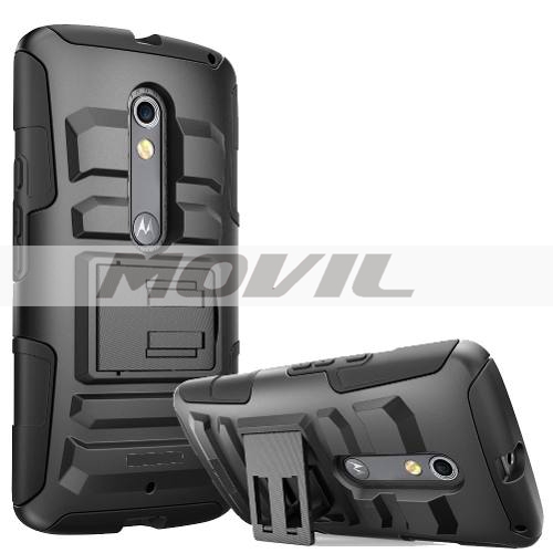 Funda Case Triple Uso Rudo Con Clip Moto X Play Xt1563 Bk